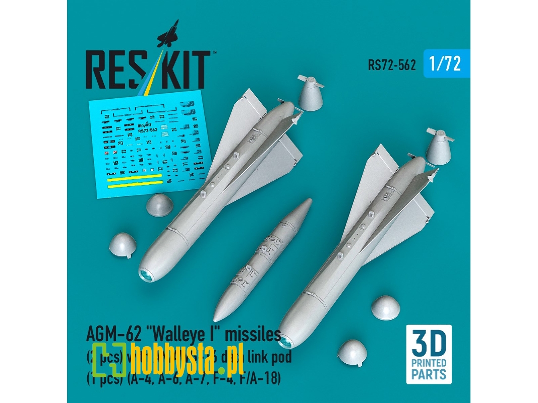 Agm-62 "walleye I" Missiles (2 Pcs) With An/Awg-16 Data Link Pod (1 Piece) - 3d Printed - image 1