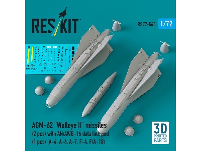Agm-62 "walleye Ii" Missiles (2 Pcs) With An/Awg-16 Data Link Pod (1 Piece) - 3d Printed - image 1
