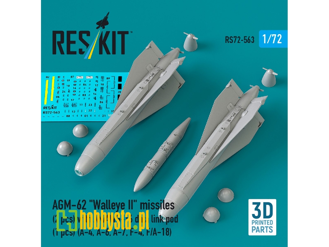 Agm-62 "walleye Ii" Missiles (2 Pcs) With An/Awg-16 Data Link Pod (1 Piece) - 3d Printed - image 1