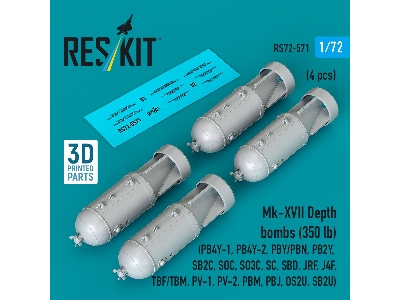 Mk.Xvii Depth Bombs 350 Lb (4 Pcs / 3d Printed) - image 1