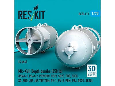 Mk.Xvii Depth Bombs 350 Lb (4 Pcs / 3d Printed) - image 3