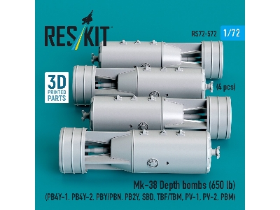Mk.38 Depth Bombs 650 Lb (4 Pcs / 3d Printed) - image 2