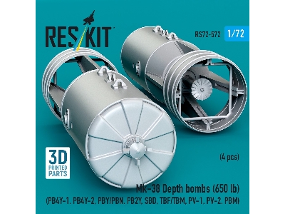 Mk.38 Depth Bombs 650 Lb (4 Pcs / 3d Printed) - image 3