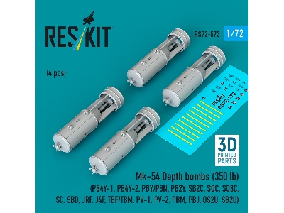 Mk.54 Depth Bombs 350 Lb (4 Pcs / 3d Printed) - image 1