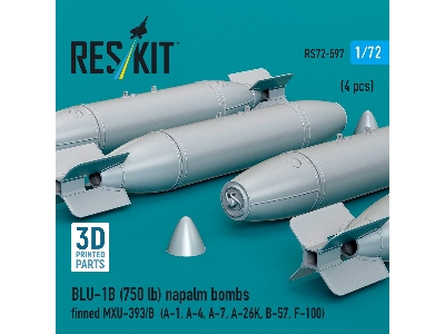Blu-1b (750 Lb) Napalm Bombs Finned Mxu-393/B (4 Pcs / 3d Printed) - image 3