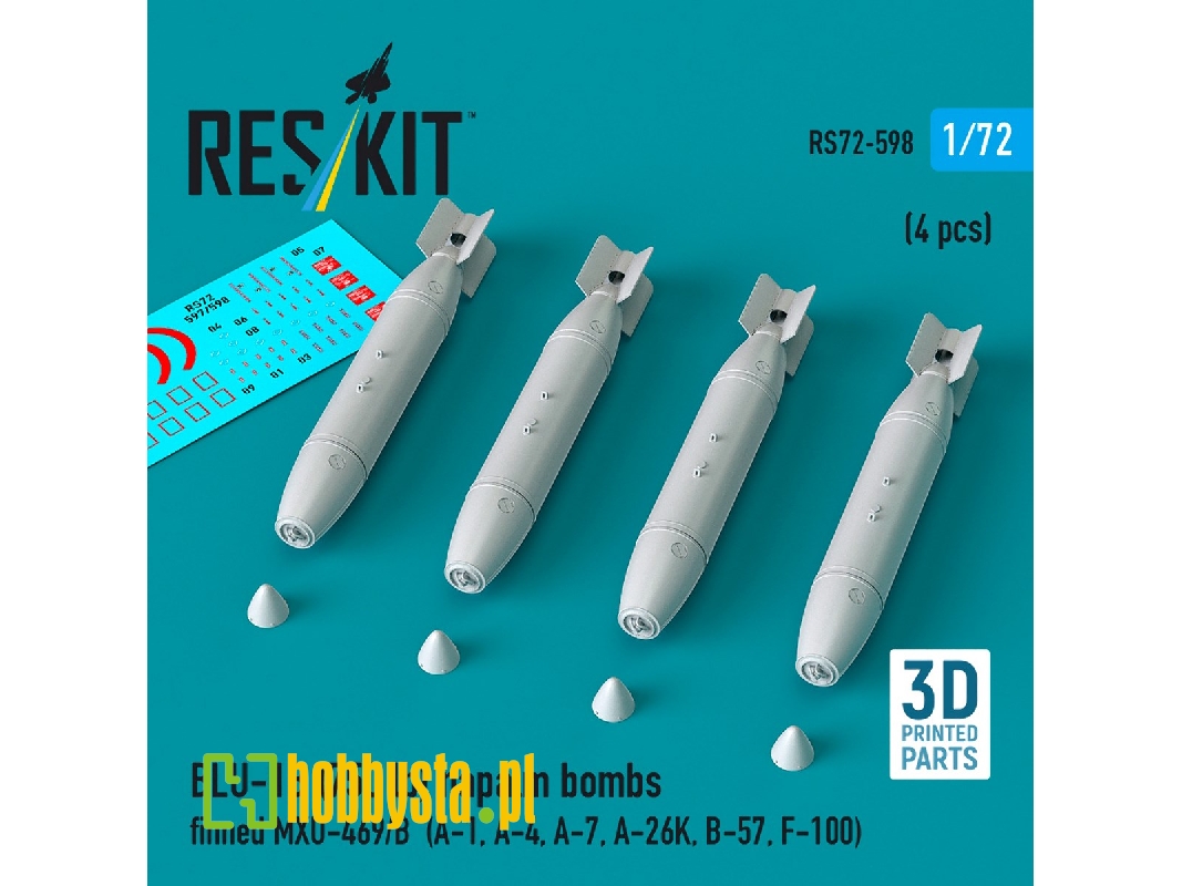 Blu-1b (750 Lb) Napalm Bombs Finned Mxu-469/B (4 Pcs / 3d Printed) - image 1