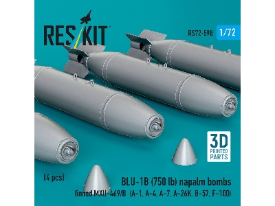 Blu-1b (750 Lb) Napalm Bombs Finned Mxu-469/B (4 Pcs / 3d Printed) - image 2