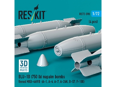Blu-1b (750 Lb) Napalm Bombs Finned Mxu-469/B (4 Pcs / 3d Printed) - image 3