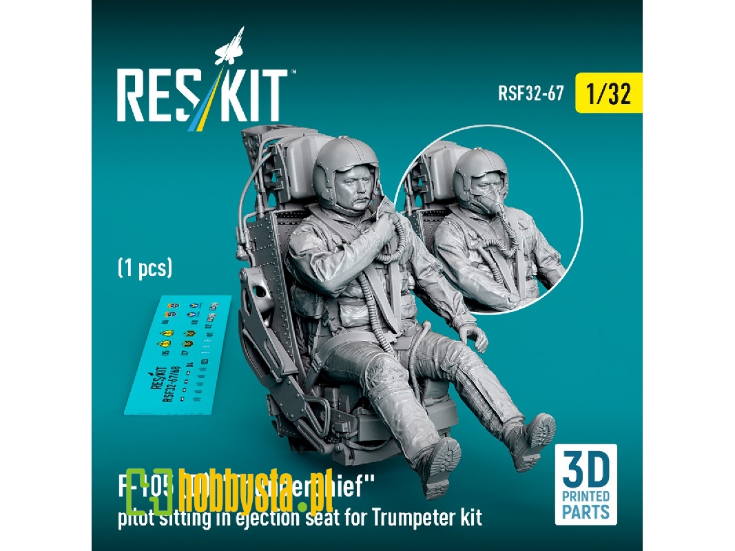 F-105 D Thunderchief - 3d-printed Pilot Sitting In Ejection Seat (1 Figure / For Trumpeter Kits) - image 1 F-105 D Thunderchief - 3d-printed Pilot Sitting In Ejection Seat (1 Figure / For Trumpeter Kits) - image 1