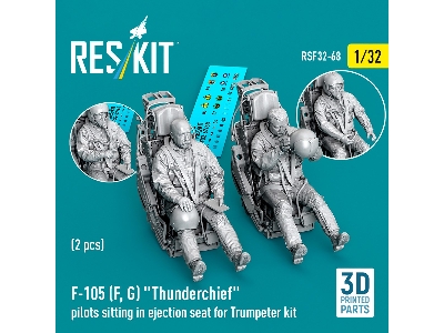 F-105 F/G Thunderchief - 3d-printed Pilots Sitting In Ejection Seat (2 Figures / For Trumpeter Kits) - image 1