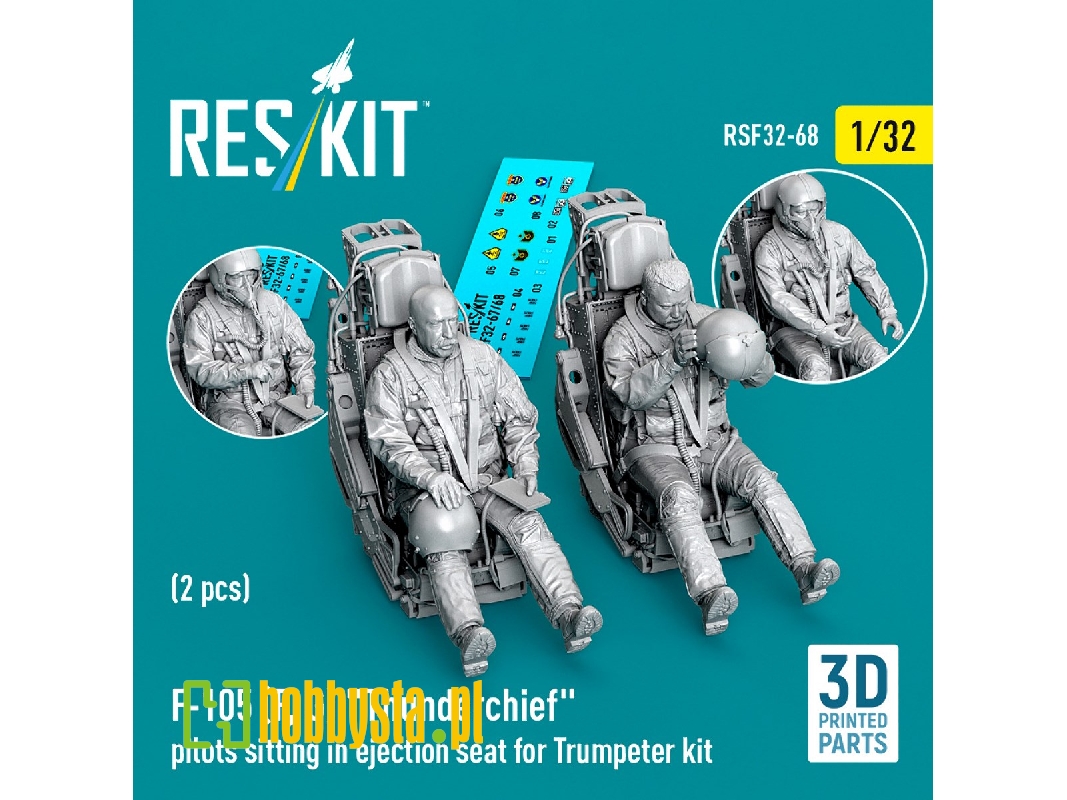F-105 F/G Thunderchief - 3d-printed Pilots Sitting In Ejection Seat (2 Figures / For Trumpeter Kits) - image 1 F-105 F/G Thunderchief - 3d-printed Pilots Sitting In Ejection Seat (2 Figures / For Trumpeter Kits) - image 1