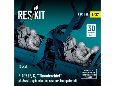 F-105 F/G Thunderchief - 3d-printed Pilots Sitting In Ejection Seat (2 Figures / For Trumpeter Kits) - image 3