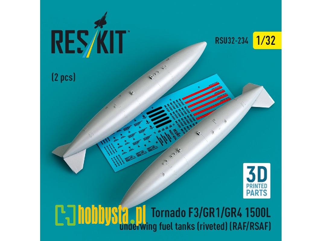 Panavia Tornado F.3 / Gr.1 / Gr.4 - 1500l Underwing Fuel Tanks - Riveted (Raf/Rsaf) (2 Pcs / 3d Printed) - image 1