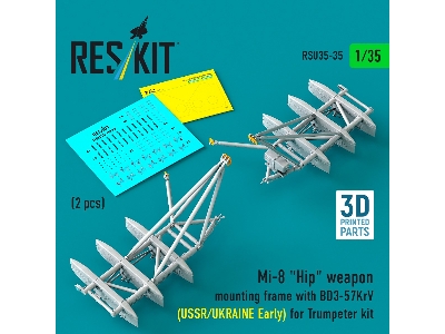 Mil Mi-8 "hip" - 3d-printed Weapon Mounting Frame With Bd3-57krv - Ussr / Ukraine Early (2 Pcs / For Trumpeter Kits) - image 1