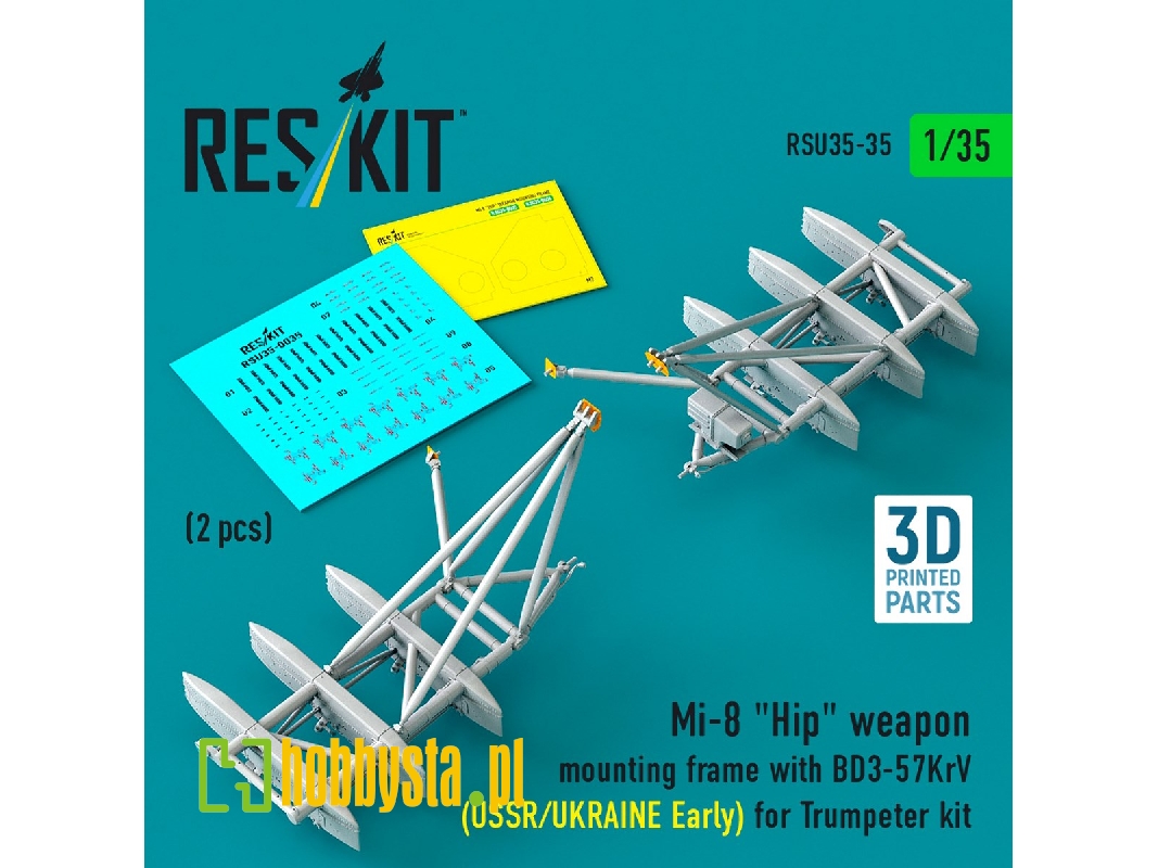 Mil Mi-8 "hip" - 3d-printed Weapon Mounting Frame With Bd3-57krv - Ussr / Ukraine Early (2 Pcs / For Trumpeter Kits) - image 1 Mil Mi-8 "hip" - 3d-printed Weapon Mounting Frame With Bd3-57krv - Ussr / Ukraine Early (2 Pcs / For Trumpeter Kits) - image 1