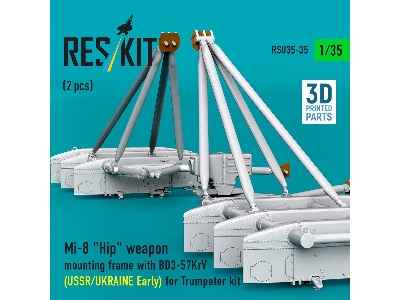 Mil Mi-8 "hip" - 3d-printed Weapon Mounting Frame With Bd3-57krv - Ussr / Ukraine Early (2 Pcs / For Trumpeter Kits) - image 3