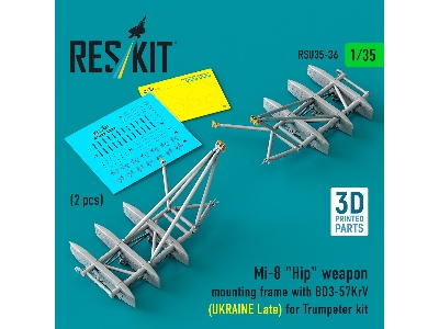 Mil Mi-8 "hip" - 3d-printed Weapon Mounting Frame With Bd3-57krv - Ukraine Late (2 Pcs / For Trumpeter Kits) - image 1