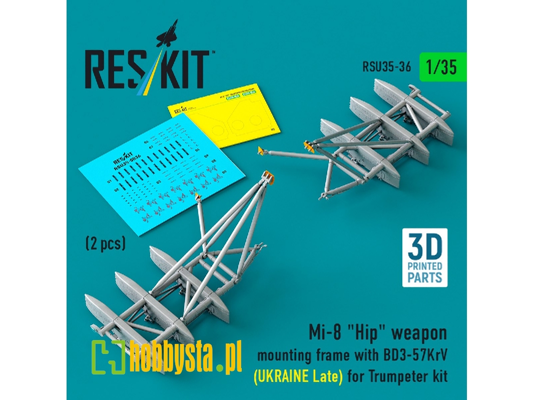 Mil Mi-8 "hip" - 3d-printed Weapon Mounting Frame With Bd3-57krv - Ukraine Late (2 Pcs / For Trumpeter Kits) - image 1