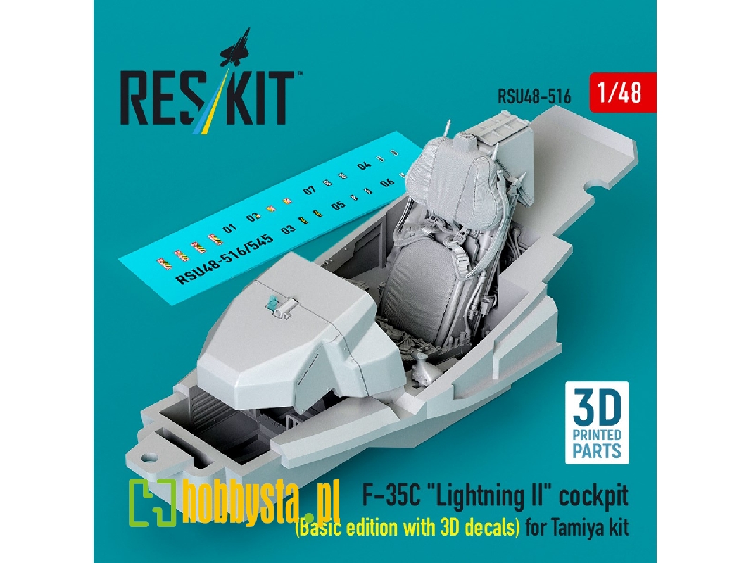 Lockheed Martin F-35 C Lightning Ii - 3d-printed Cockpit Basic Edition With 3d Decals (For Tamiya Kits) - image 1