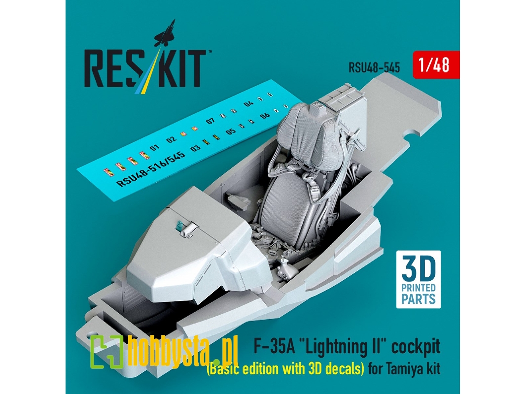 Lockheed Martin F-35 A Lightning Ii - 3d-printed Cockpit Basic Edition With 3d Decals (For Tamiya Kits) - image 1