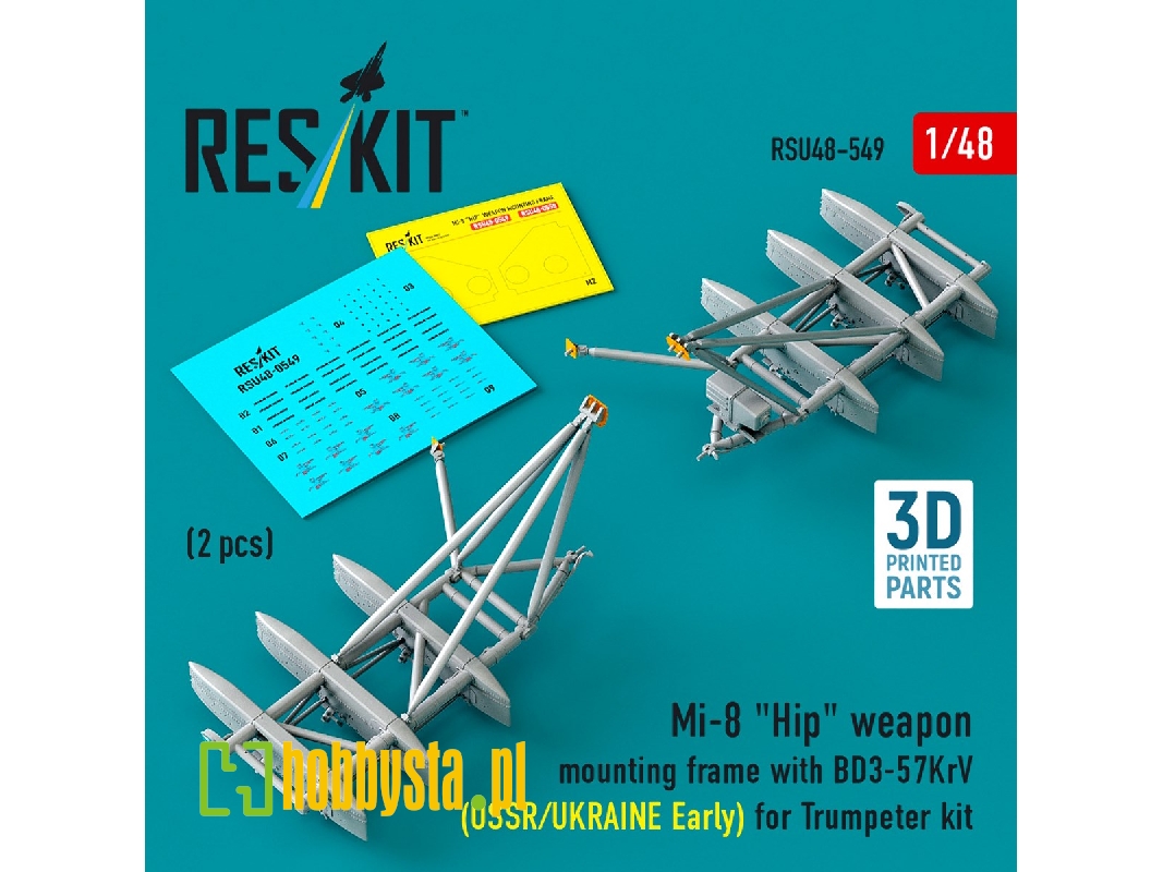 Mil Mi-8 "hip" - 3d-printed Weapon Mounting Frame With Bd3-57krv - Ussr / Ukraine Early (2 Pcs / For Trumpeter Kits) - image 1 Mil Mi-8 "hip" - 3d-printed Weapon Mounting Frame With Bd3-57krv - Ussr / Ukraine Early (2 Pcs / For Trumpeter Kits) - image 1