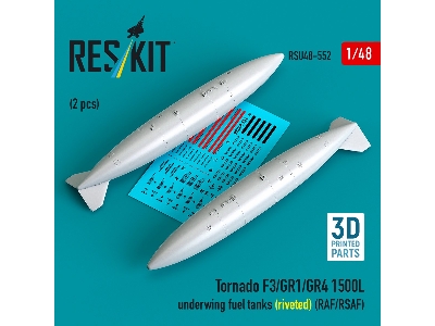 Panavia Tornado F.3 / Gr.1 / Gr.4 - 1500l Underwing Fuel Tanks - Riveted (Raf/Rsaf) (2 Pcs / 3d Printed) - image 1