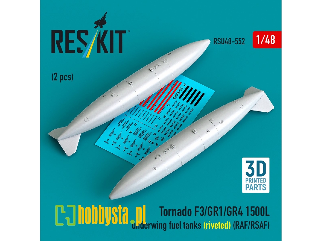 Panavia Tornado F.3 / Gr.1 / Gr.4 - 1500l Underwing Fuel Tanks - Riveted (Raf/Rsaf) (2 Pcs / 3d Printed) - image 1