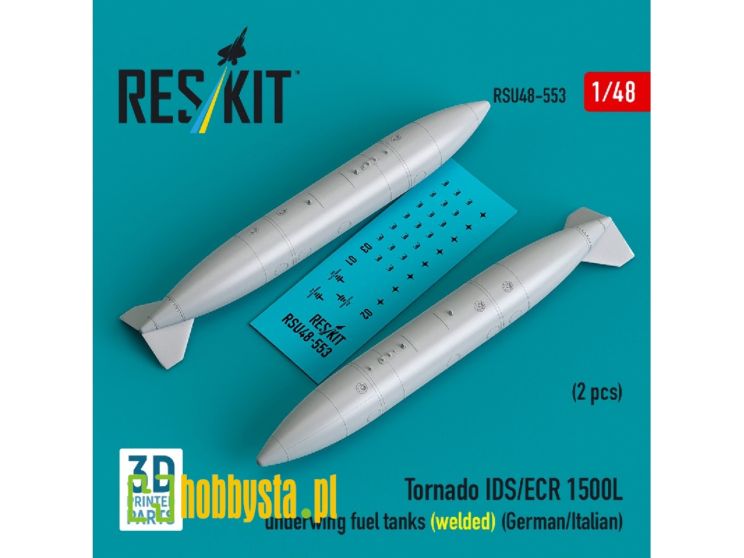 Panavia Tornado Ids / Ecr - 1500l Underwing Fuel Tanks - Welded (German Af / Italian Af) (2 Pcs / 3d Printed) - image 1