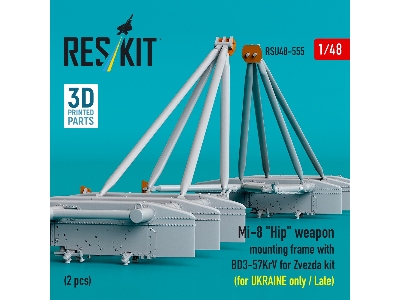 Mil Mi-8 "hip" - 3d-printed Weapon Mounting Frame With Bd3-57krv - Ukraine Late (2 Pcs / For Zvezda Kits) - image 2
