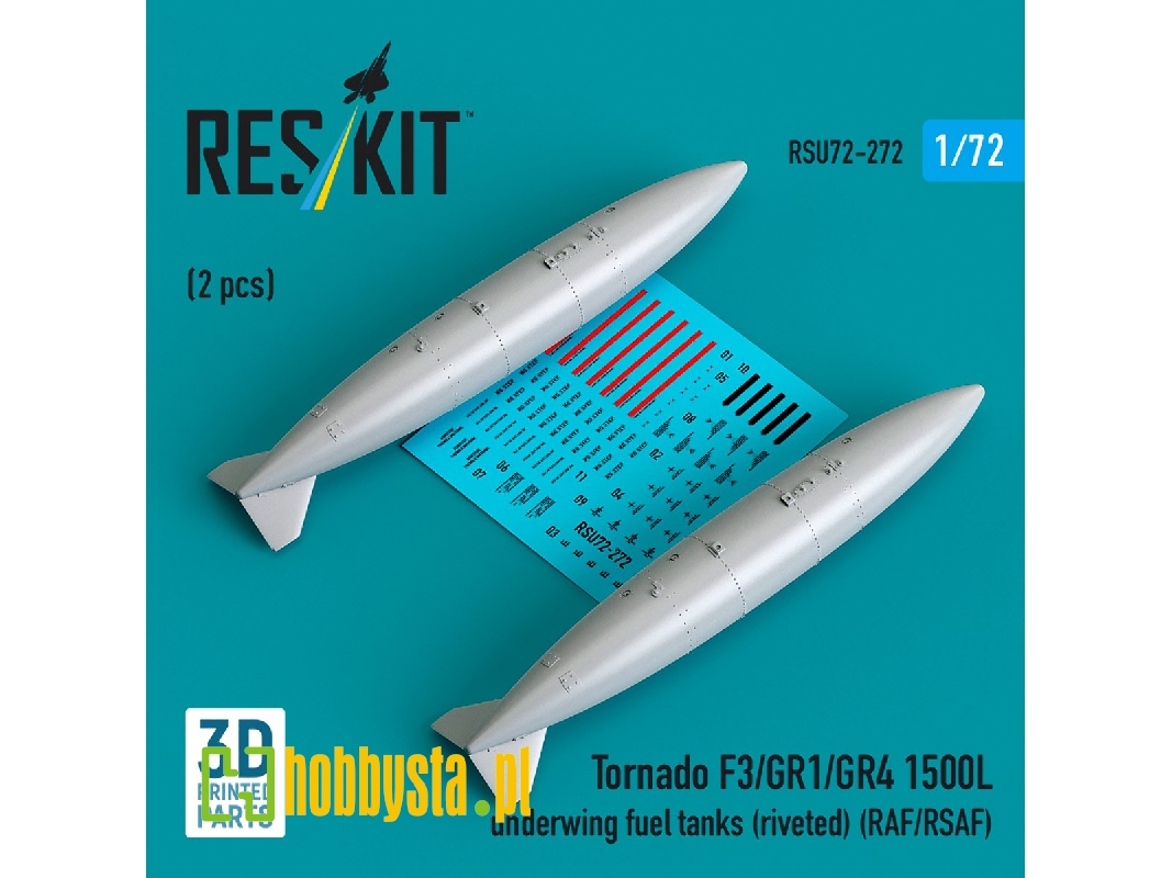 Panavia Tornado F.3 / Gr.1 / Gr.4 - 1500l Underwing Fuel Tanks - Riveted (Raf/Rsaf) (2 Pcs / 3d Printed) - image 1