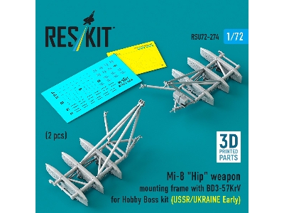 Mil Mi-8 "hip" - 3d-printed Weapon Mounting Frame With Bd3-57krv - Ussr / Ukraine Early (2 Pcs / For Trumpeter Kits) - image 1