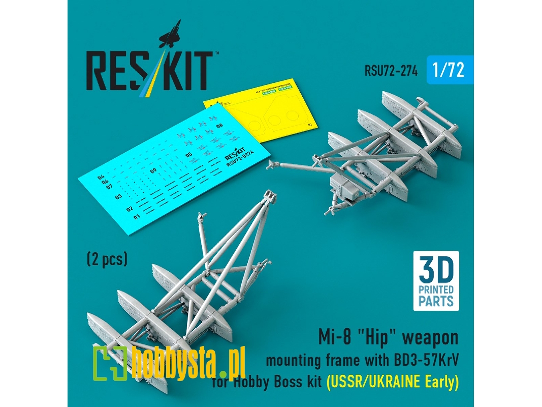 Mil Mi-8 "hip" - 3d-printed Weapon Mounting Frame With Bd3-57krv - Ussr / Ukraine Early (2 Pcs / For Trumpeter Kits) - image 1