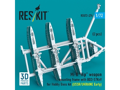 Mil Mi-8 "hip" - 3d-printed Weapon Mounting Frame With Bd3-57krv - Ussr / Ukraine Early (2 Pcs / For Trumpeter Kits) - image 3