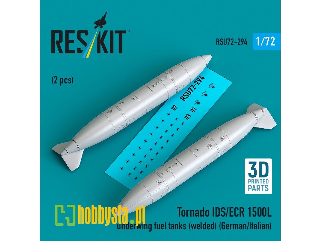 Panavia Tornado Ids / Ecr - 1500l Underwing Fuel Tanks - Welded (German Af / Italian Af) (2 Pcs / 3d Printed) - image 1