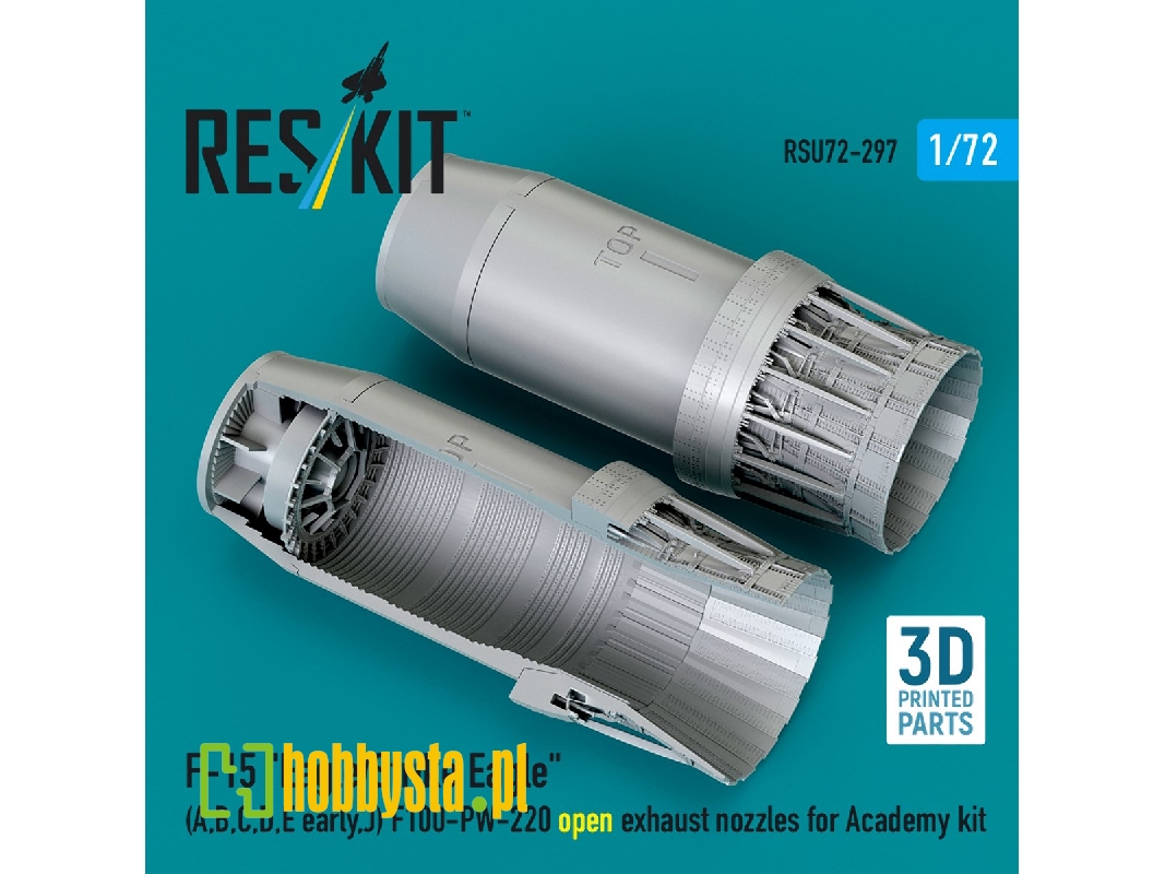 F&#8209;15 A, B, C, D, E Early, J Eagle / Strike Eagle - 3d-printed F100-pw-220 Open Exhaust Nozzles (For Academy Kits) - image 