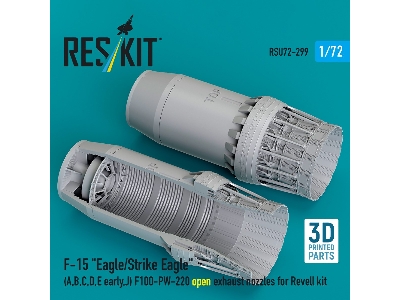 F&#8209;15 A, B, C, D, E Early, J Eagle / Strike Eagle - 3d-printed F100-pw-220 Open Exhaust Nozzles (For Revell Kits) - image 1