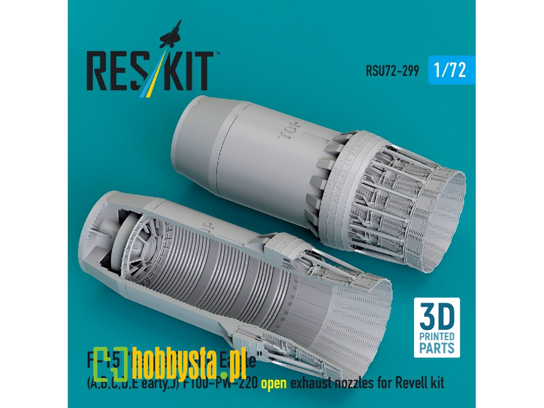 F&#8209;15 A, B, C, D, E Early, J Eagle / Strike Eagle - 3d-printed F100-pw-220 Open Exhaust Nozzles (For Revell Kits) - image 1