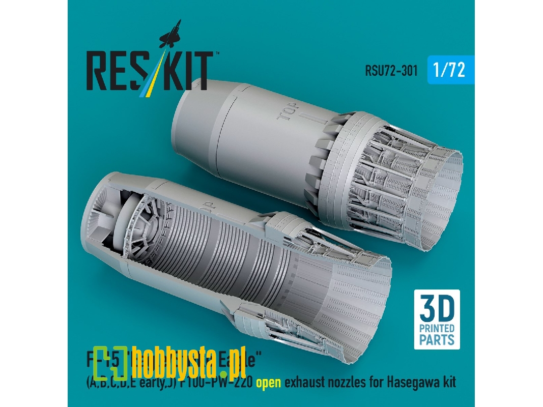 F&#8209;15 A, B, C, D, E Early, J Eagle / Strike Eagle - 3d-printed F100-pw-220 Open Exhaust Nozzles (For Hasegawa Kits) - image