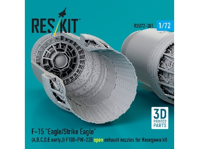 F&#8209;15 A, B, C, D, E Early, J Eagle / Strike Eagle - 3d-printed F100-pw-220 Open Exhaust Nozzles (For Hasegawa Kits) - image