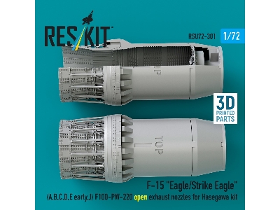 F&#8209;15 A, B, C, D, E Early, J Eagle / Strike Eagle - 3d-printed F100-pw-220 Open Exhaust Nozzles (For Hasegawa Kits) - image