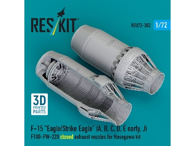 F&#8209;15 A, B, C, D, E Early, J Eagle / Strike Eagle - 3d-printed F100-pw-220 Closed Exhaust Nozzles (For Hasegawa Kits) - ima