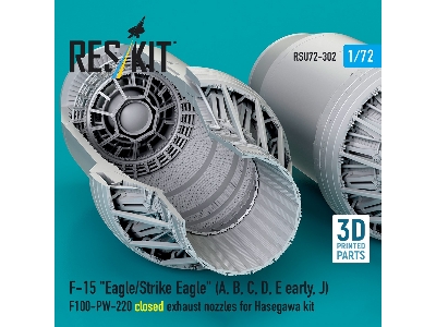 F&#8209;15 A, B, C, D, E Early, J Eagle / Strike Eagle - 3d-printed F100-pw-220 Closed Exhaust Nozzles (For Hasegawa Kits) - ima