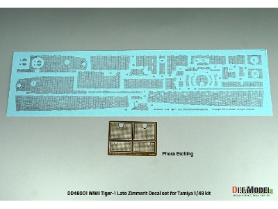 Tiger I Mid/Late - Zimmerit Decal Set With Pe Grill (For Tamiya Kits) - image 4