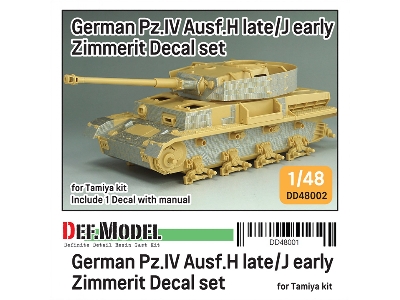 Pz.Kpfw.Iv Ausf.H Late / J Early - Zimmerit Decal Set (For Tamiya Kits) - image 1