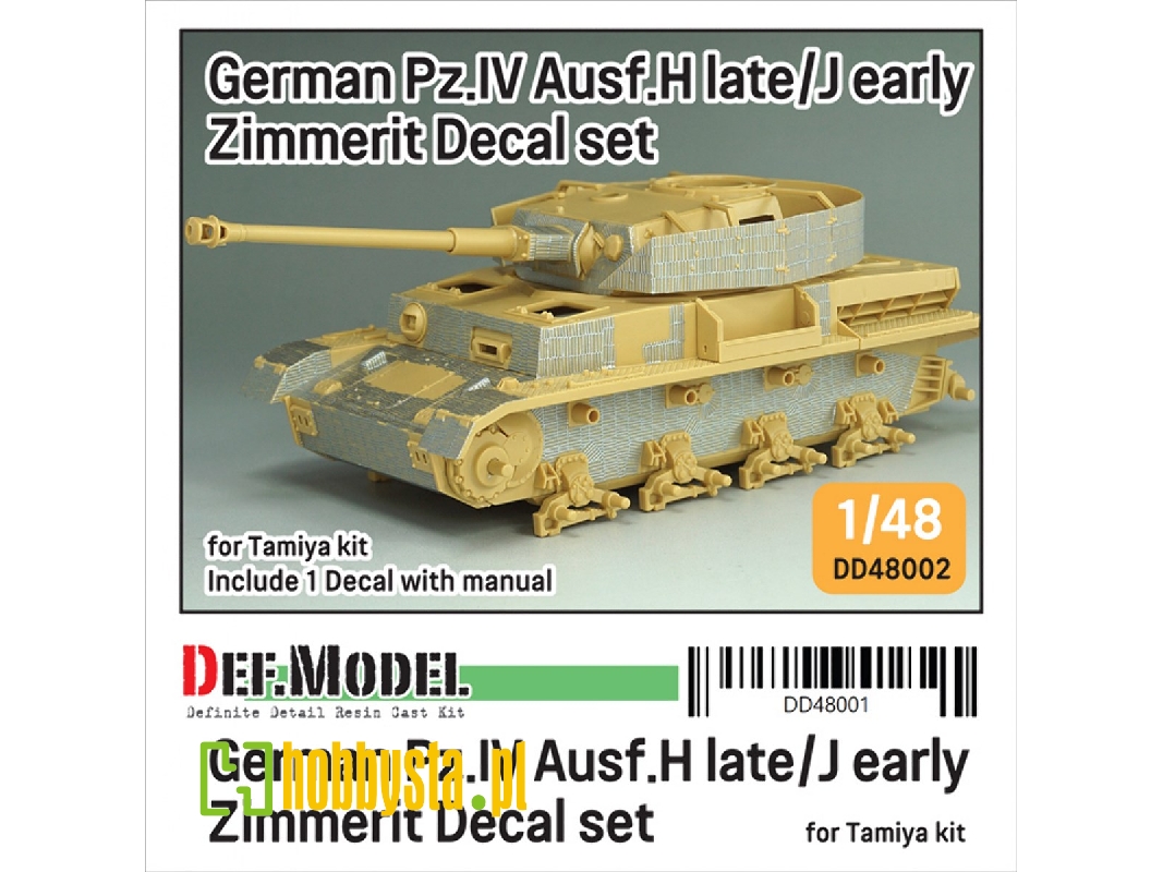 Pz.Kpfw.Iv Ausf.H Late / J Early - Zimmerit Decal Set (For Tamiya Kits) - image 1