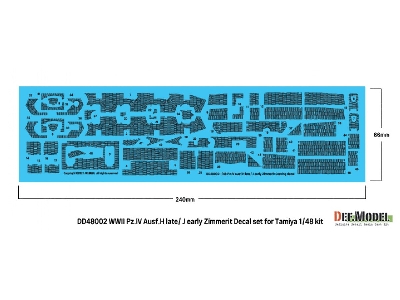 Pz.Kpfw.Iv Ausf.H Late / J Early - Zimmerit Decal Set (For Tamiya Kits) - image 4