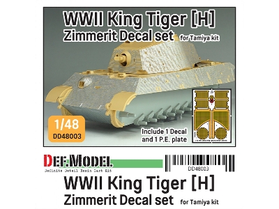 King Tiger (Henschel Turret) - Zimmerit Decal Set With Pe Grill (For Tamiya Kits) - image 1