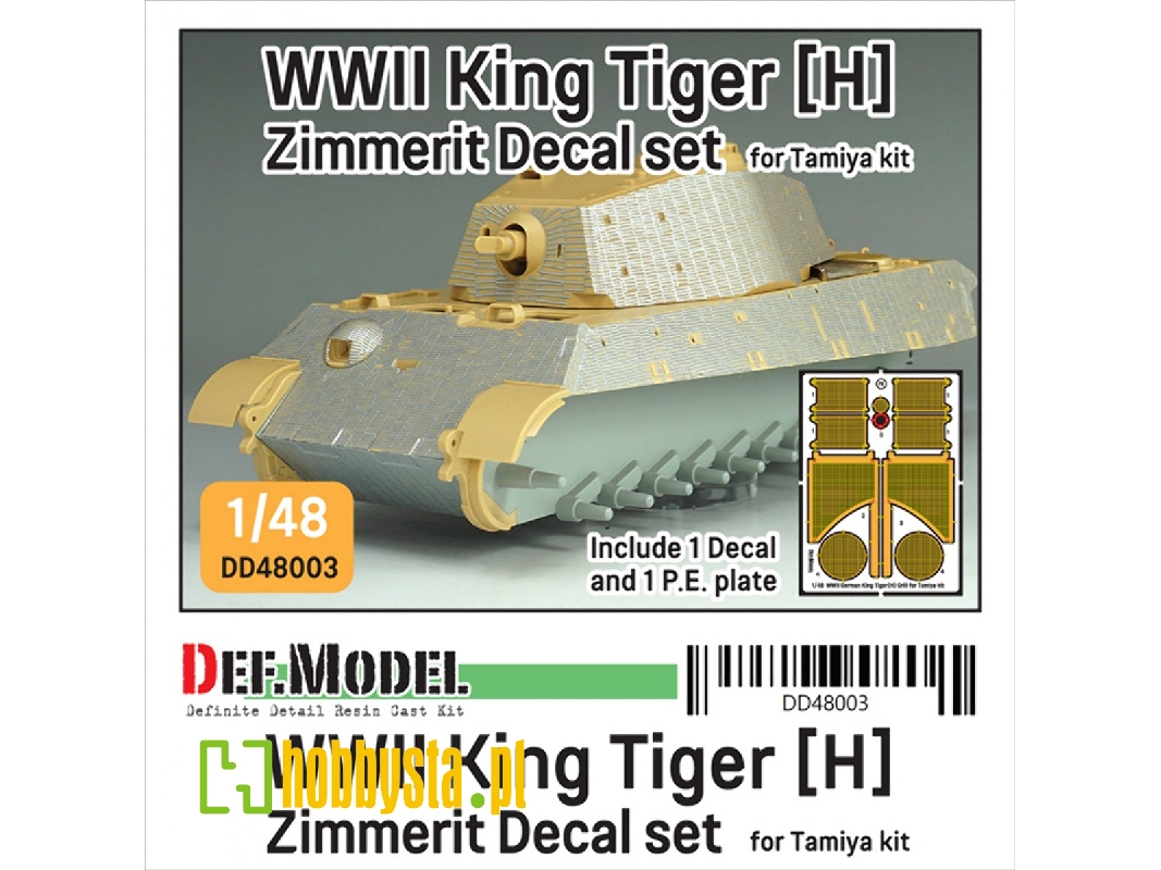 King Tiger (Henschel Turret) - Zimmerit Decal Set With Pe Grill (For Tamiya Kits) - image 1