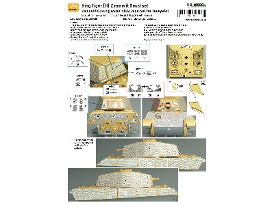 King Tiger (Henschel Turret) - Zimmerit Decal Set With Pe Grill (For Tamiya Kits) - image 4