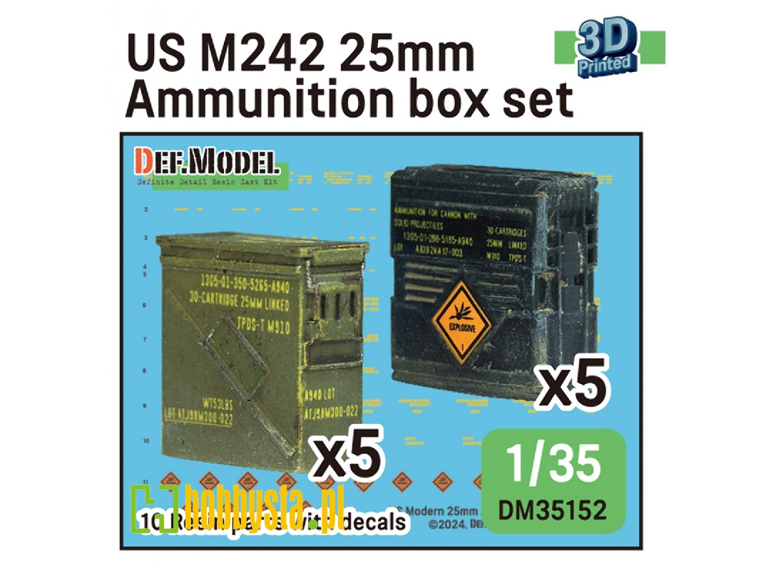 Us M242 25mm Ammunition Box Set - 3d Printed (10 Pcs And Decals) - image 1 Us M242 25mm Ammunition Box Set - 3d Printed (10 Pcs And Decals) - image 1